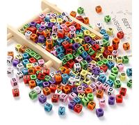 DAHI 1000 Pièces Perles avec Lettres Colorées Alphabet A-Z Cube Letter Beads-6 x 6 mm