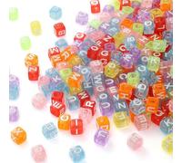 DAHI 1000 Pièces Perles de Lettre, colorful letter beads,Perles Acrylique Alphabet Lettre A-Z Cube Perles,Mixte Colorées square letter beads (6 x 6 mm)