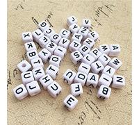 DAHI 1000 Pièces Perles Lettres pour Bracelet Alphabet, 6 x 6 mm, Perle Alphabet Carré A-Z Cube Letter Beads, pour Bricolage de Bijoux, Bracelet, Colliers, Porte-clés