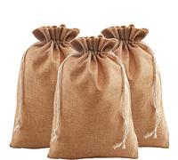 DAHI 12 Pièces Sacs Cadeau Noel Tissu Pochon Jute 20x30cm, Pochette Cadeau Noel Grand Format avec Cordon, Sachet Emballage Tissu, Sac Reutilisable pour Cadeaux, Marriage, Fête, Noël (Marron Foncé)