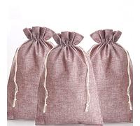 DAHI 12 Pièces Sacs Cadeau Noel Tissu Pochon Jute 20x30cm, Pochette Cadeau Noel Grand Format avec Cordon, Sachet Emballage Tissu, Sac Reutilisable pour Cadeaux, Marriage, Fête, Noël (dousha)