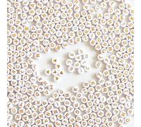 DAHI 1400pcs Perles Lettres Alphabet, 7 x 4 mm, 1000 Perles Lettres Acrylique Rondes +200 de Chiffres, 200 de Cœur, pour DIY Bracelet, Colliers, Bijoux Set de Bricolage ( Or)