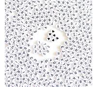 DAHI 1400pcs Perles Lettres Alphabet, 7 x 4 mm, 1000 Perles Lettres Acrylique Rondes +200 de Chiffres, 200 de Cœur, pour DIY Bracelet, Colliers, Bijoux Set de Bricolage (Blanc)