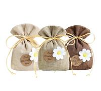 DAHI 18 Pièces Sachets pour Lavande Vide, Petits Sachet Tissu avec Cordon, à Remplir, Sachet de Lavande Parfumés, Pochon Coton et Lin, pour Armoire, Bijoux, Cadeau, Mariage, Dragées