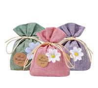 DAHI 18 Pièces Sachets pour Lavande Vide, Petits Sachet Tissu avec Cordon, à Remplir, Sachet de Lavande Parfumés, Pochon Coton et Lin, pour Armoire, Bijoux, Cadeau, Mariage, Dragées