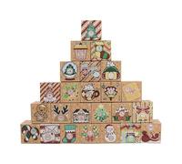 DAHI 24PCS Boîtes Calendrier de l'Avent Vide à Remplir - Calendrier de l'Avent 2025 - Boîtes Cadeaux de Noël DIY - Sacs de Papier Kraft
