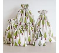 DAHI 25 Pièces Petits Sacs Cadeau de Noël Tissu Pochon Coton 10x14cm - Sac Toile de Jute Noël avec Cordon Serrage - Sacs Emballage Noel Tissu - Sachet Cadeau Reutilisable