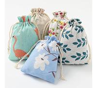 DAHI 25pcs Pochon Coton avec Cordon 10 x 14 cm Petits Sachet en Tissu Sacs Cadeau Sachets en Lin Chanvre Jute Sac à Cordon Sachets Pour bijoux-B
