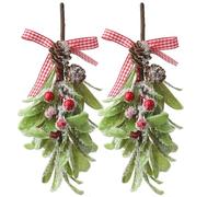DAHI 2X Branches de Gui de Noël à Suspendre - Décoration de Noël avec Baies - Guirlande Tiges de Gui Artificiel - Décoration à Suspendre (C)
