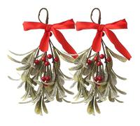 DAHI 2X Branches de Gui de Noël à Suspendre - Décoration de Noël avec Baies - Guirlande Tiges de Gui Artificiel - Décoration à Suspendre (F)