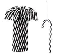 DAHI 32 Pcs Décoration de Noël Sucre d'orge à Suspendre - Canne de Bonbons Plastique - Décoration Sapin de Noël - Noir - 12 cm (avec Trou)