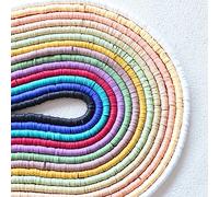 DAHI 4900pcs Heishi d'Argile Colorées, 6mm Perles Plates pour Bracelet, Bijoux, Bricolage, Cadeau (e)