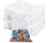 DAHI 50 Pièces Sachet Organza 17 x 23 cm Blanc, Sacs Cadeau en Organza, Pochette Bijoux, pour Cadeaux, Marriage, Anniversaire, Fête, Noël