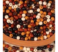 DAHI 500pcs Perles en Bois Colorées de 10 mm, Perle Rondes en Bois Naturel