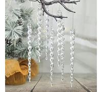 Dahi Décoration de Noël Stalactites de Glace en Acrylique à Suspendre, Glaçons Transparente - 25 Pièces