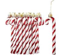 DAHI Lot de 12 Décoration Sapin de Noël, Sucre d'orge Deco Noel, à Suspendre, Boules de Noël (Rouge-Blanc)