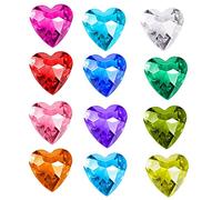 DAHI Lot de 12 Diamants Multicolore en Forme de Cœur 40 mm, Gros Faux Diamant Cristaux Décoration, Gemme Acrylique