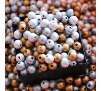 DAHI Lot de 150 perles en bois avec trou Doré, argenté, blanc, perles en bois 16 mm, pour la fabrication de bijoux, 3 couleurs (16 mm)