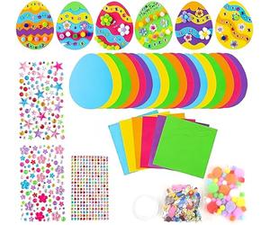 DAHI Lot de 18 Bricolage de Pâques pour Enfants - Oeuf de Pâques a Decorer - avec Autocollant - Kit Activité Paques en Mousse - pour Enfants Fête Party DIY