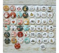DAHI Lot de 2 boutons numérotés de 1 à 25 pour calendrier de Noël à bricoler soi-même pour sacs en toile de jute, épingles (doré multicolore)