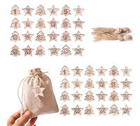 Dahi - Lot de 2 sets de chiffres en bois - Motif arbre de Noël - Pour calendrier de l'Avent et loisirs créatifs à Noël - Chiffre 1 à 24
