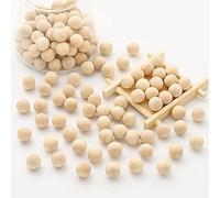DAHI Lot de 200 Boules en Bois 14mm - Billes de Bois - Perles Rondes Sans Trou - pour Bricolage de Bijoux et Accessoires