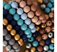DAHI Lot de 200 perles en bois colorées 14 mm - à enfiler - perles rondes en bois naturel - Pour la fabrication de bijoux DIY (multicolore - 14 mm)