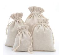 DAHI Lot de 25 Sacs en Coton avec Cordon en Coton 8 x 10 cm - Sacs Cadeaux en Lin (8 x 10 cm)