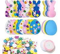 DAHI Lot de 32 Bricolage de Pâques pour Enfants - Lapin de Pâques et Oeufs Décoration - avec Autocollant - Kit Activité Paques en Mousse - pour Enfants Fête Party DIY