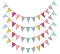 DAHI Lot de 4 fanions de 48 Drapeaux triangulaires,Guirlande de fanions,décoration Guirlande de fanions,Bannière Banderole en Toile,Drapeaux de Triangle Multicolore (Multicolore)