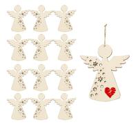 DAHI Lot de 40 Petits Décorations Ange Gardien en Bois, à Suspendre, Anges de Noël DIY, Pendentifs en Bois, avec Ficelle, pour décoration Sapin de Noël (Ange Gardien-A)
