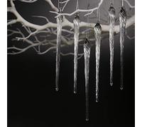 DAHI Lot de 6 Pendentifs de Décoration de Noël Stalactites en Verre à Suspendre, Environ 15,5 cm (Glaçons en Verre)