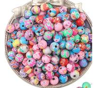 DAHI Lot d'environ 200 perles rondes à enfiler - Motif fleurs - Couleurs mélangées (8 x 8 mm)