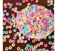 DAHI Mélange de 1000 Perles Poney Multicolores 6 x 8 mm, Perle Cheveux, Perles en Plastique avec Grand Trou, pour Bricolage Bijoux Bracelet Collier (C)