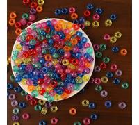 DAHI Mélange de 1000 Perles Poney Transparent Couleur, 6 x 8 mm, Perle Cheveux, Perles en Plastique avec Grand Trou, pour Bricolage Bijoux Bracelet Collier (E)