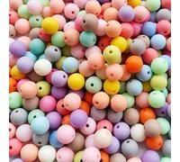 DAHI - Perles à enfiler - Lot d’environ 370 perles - En acrylique - Multicolores - Perles rondes pour la fabrication des bracelets et bijoux(1.0)