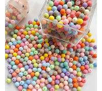 DAHI - Perles à enfiler - Lot d’environ 740 perles - En acrylique - Multicolores - Perles rondes pour la fabrication des bracelets et bijoux (0.8)