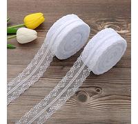 DAHI Ruban de dentelle 4 cm Blanc 50 m Vintage Pour mariage, décoration de table, bricolage, ruban cadeau