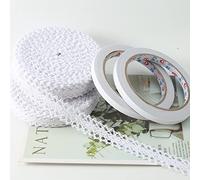 DAHI Ruban de Dentelle Autoadhésif Blanc - 26M Coton Vintage + 2 Rouleaux Adhésif Double Face - pour Bricolage, Artisanat, Décoration de Cadeau de Noël et Fête