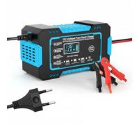 DAHJSD Chargeur Batterie Voiture pour KIA Soul Stinger Stonic Venga - 12V 6A Chargeur Intelligent Auto/Moto, Écran LCD, Arrêt Auto, Charge Protections Multiples,C Blue