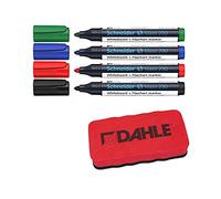 Dahle Éponge pour tableau blanc (effaceur magnétique pour nettoyage à sec sur de nombreuses surfaces) rouge (éponge + marqueur)