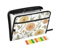 Dahlia_Butterfly_William_Morris_Pattern Dossier Veste 13 poches Format A4 avec fermeture éclair pour le rangement de documents, portefeuille, carpetas de