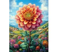 Dahlia dans la Prairie Magique Puzzle 500 Pièces pour Adultes Challenge 3D Unique Educa Jeu De Réflexion Relaxation Artistique Cadeau De Famille Décoration 500 PCS