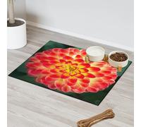 Dahlia Flowe Tapis d'alimentation pour chat et chien Tapis d'alimentation pour gamelle d'eau Orang Dahlia Tapis d'alimentation absorbant Nti-Slip Contain Spills Protège les sols Set de table 30,4 x