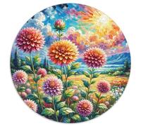 Dahlia, Puzzle Rond 1000 Pièces Agrémenté De, Parfait pour Un Dimanche Pluvieux À La Maison 1000pcs (67.5x67.5cm)