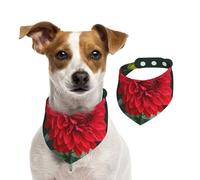 Dahlia Rouge,Bandanas pour Chien, écharpe en Coton, Bavoirs réglables pour Animaux de Compagnie,M