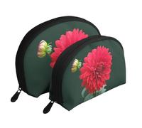 Dahlia Rouge, Trousse de Maquillage Coquille Femme Petit Porte-Monnaie Trousse de Toilette Trousse à cosmétiques 2 pièces