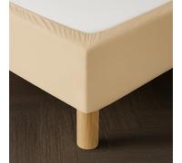 Dahlica Cache Sommier 140x190 Beige - Tissu Doux et Extensible - Rendu Impeccable - Facile à Installer
