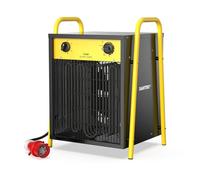 DAHTEC Industriel Chauffage électrique 15 kW Renforcé - Carcasse Acier - Portatifs pour Chantiers - Chauffage Soufflant - Thermostat & Protection Surchauffe - Idéal Chantier/Garage/Serre Agricole