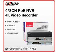 Dahua 4/8 PoE NVR 4K enregistreur vidéo caméra IP système de sécurité Max 12MP intelligent H.265 Plug & Play NVR2104HS-P-4KS3 NVR2108HS-8P-4KS3